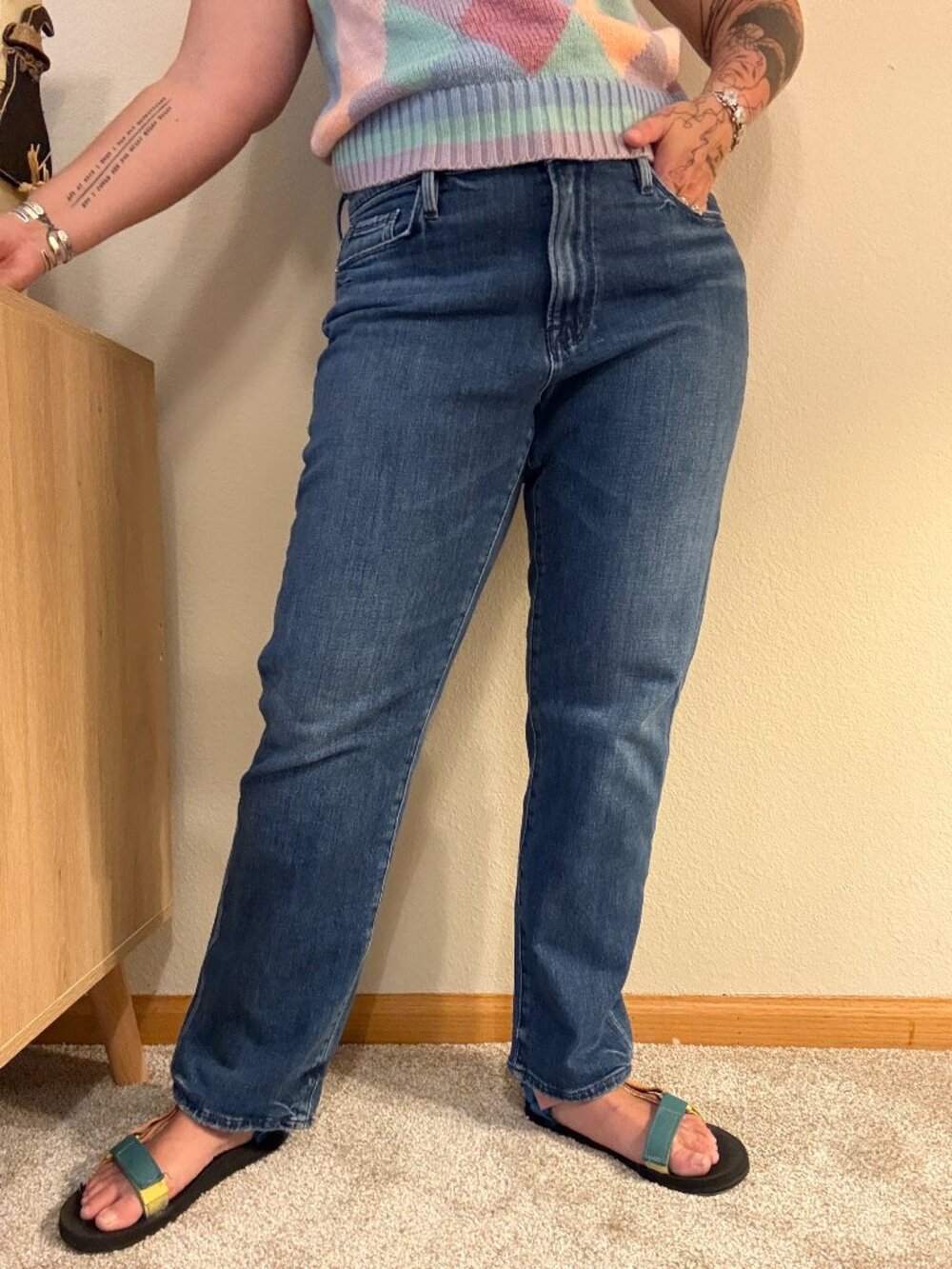Frame Le Nouveau Straight Denim Jeans Rodeo Blue 31-34 Short